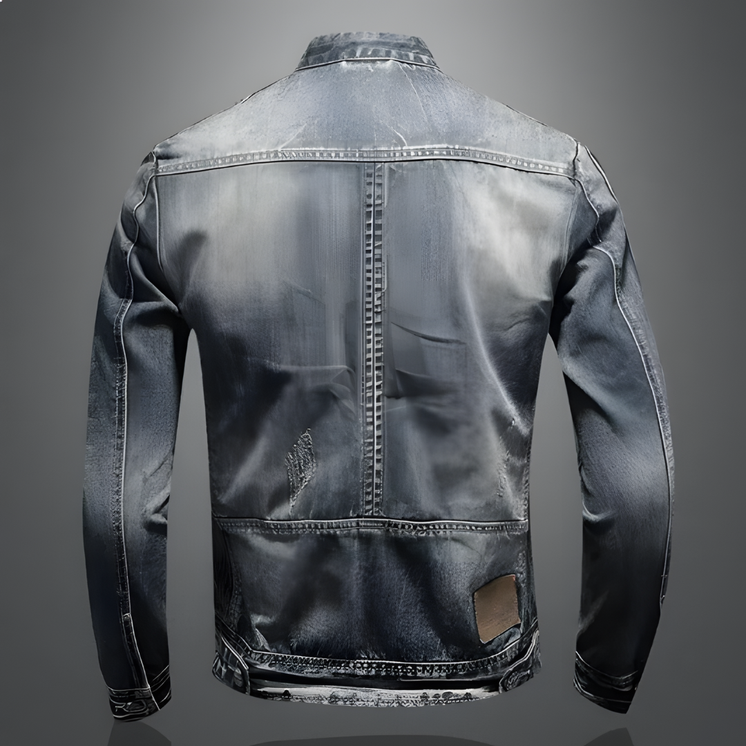 SUNA Herre Denim Jakke – Slim Fit Med Lynlås Detaljer - Stilfuld Denim Jakke Med Holdbar Syning