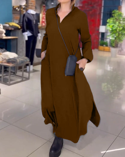 Kvinders Sort Maxi Kjole Med Lange Ærmer Størrelse M Polyester Kvinders Kjoler SUNA Brun EU36 (S)