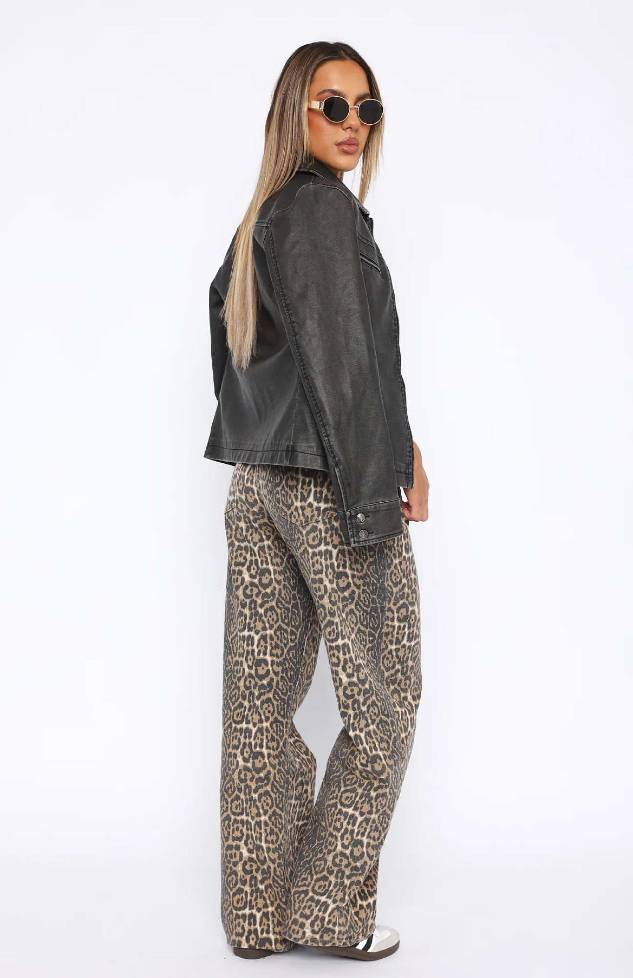 SUNA Lav Talje Bred Ben Leopard Jeans