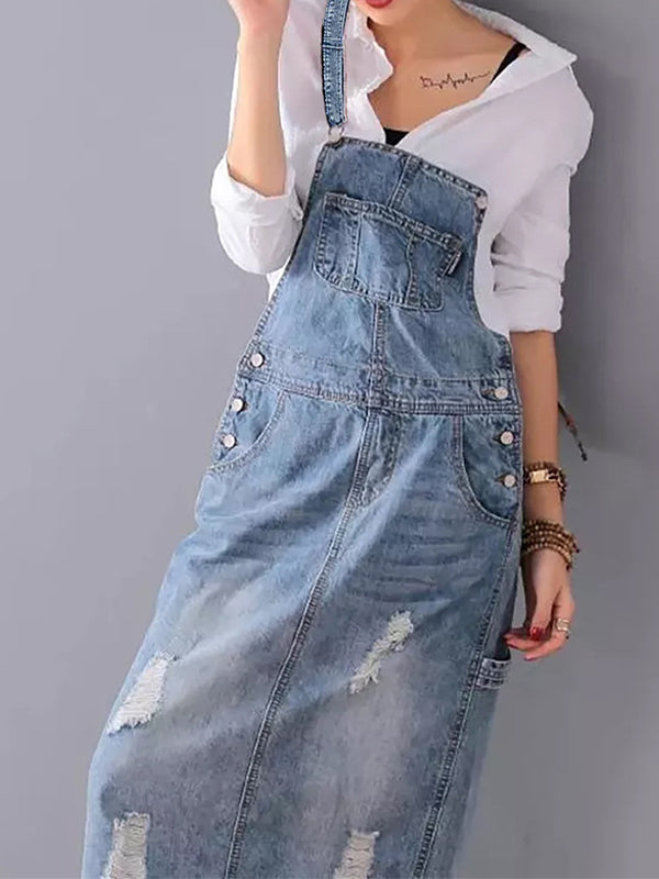 SUNA Kvinder Denim Overalls Kjole Blå Størrelse M 100% Bomuld