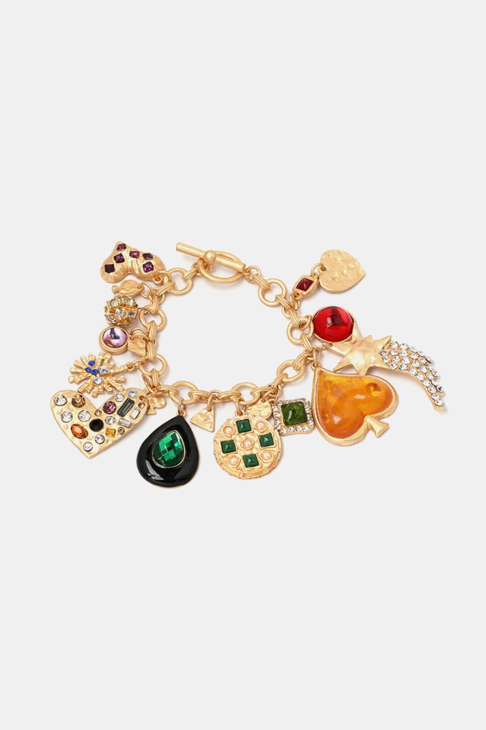 SUNA Moderne Harpiksarmbånd med Flerfarvede Charms til Stilfulde Looks Guld En størrelse