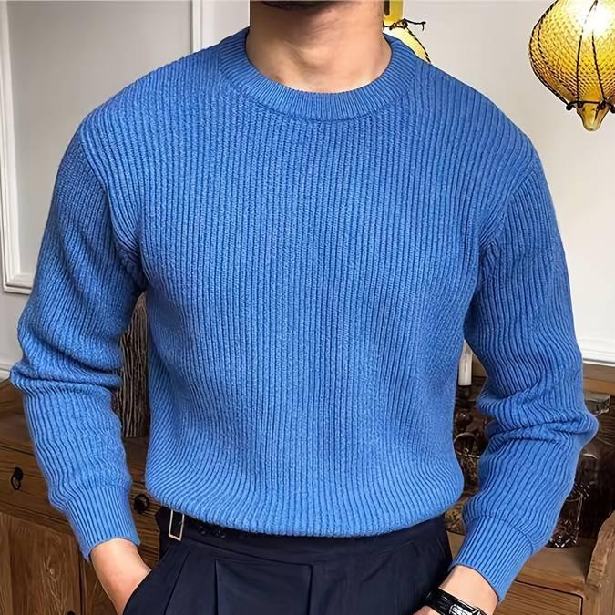 SUNA Cala Nova - Klassisk Elegant Sweater Til Mænd Blå