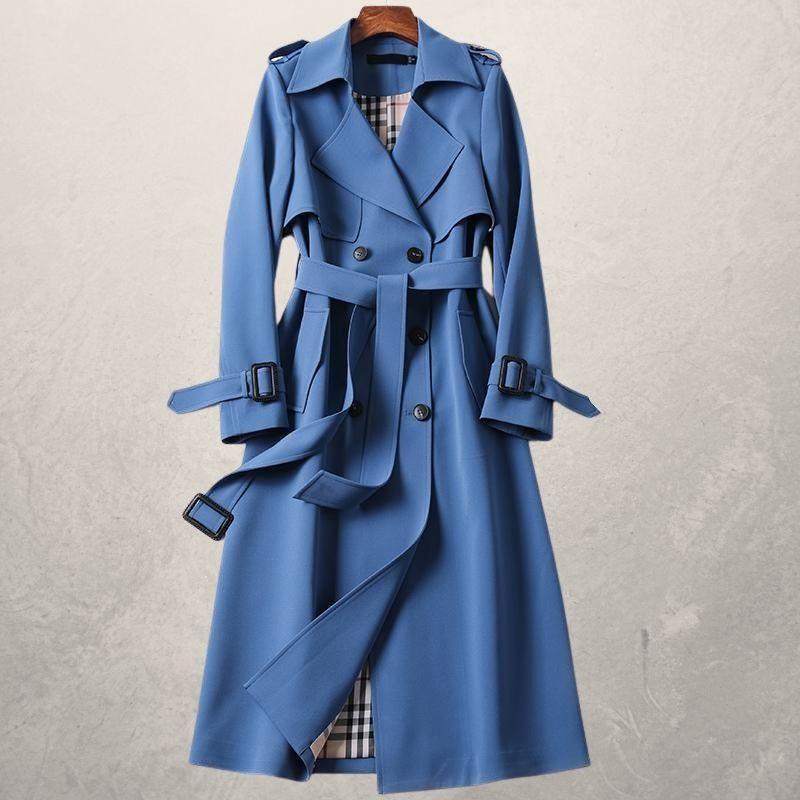 SUNA Elegant Vindjakke til Kvinder - Let og vindtæt i trenchcoat-stil Blå