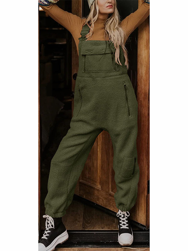 SUNA Dame Fleece Overalls Sort Størrelse 50 Polyester Army Green