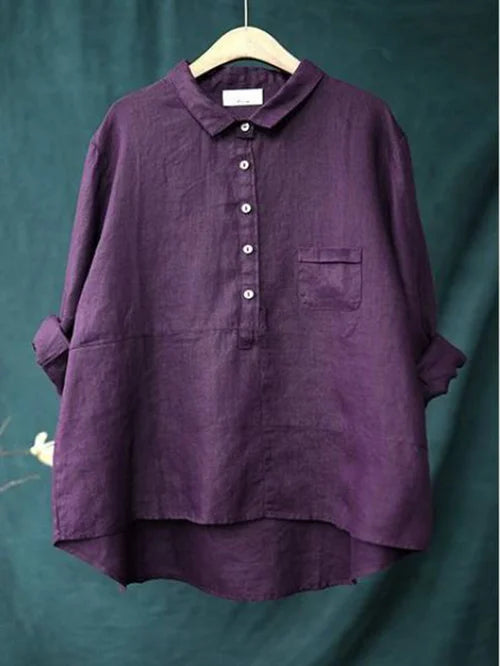 SUNA Dame Bluse - Klassisk design, komfort til arbejde og fritid Lilla