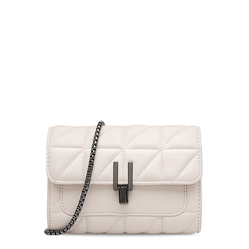 SUNA Mila Crossbody Taske i Vegansk Læder Med Rumfuldt Design Cremehvid