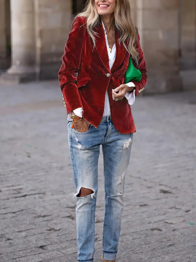 Manda - Elegant Dameblazer i Luksuriøst Velour til Damer Blazers SUNA