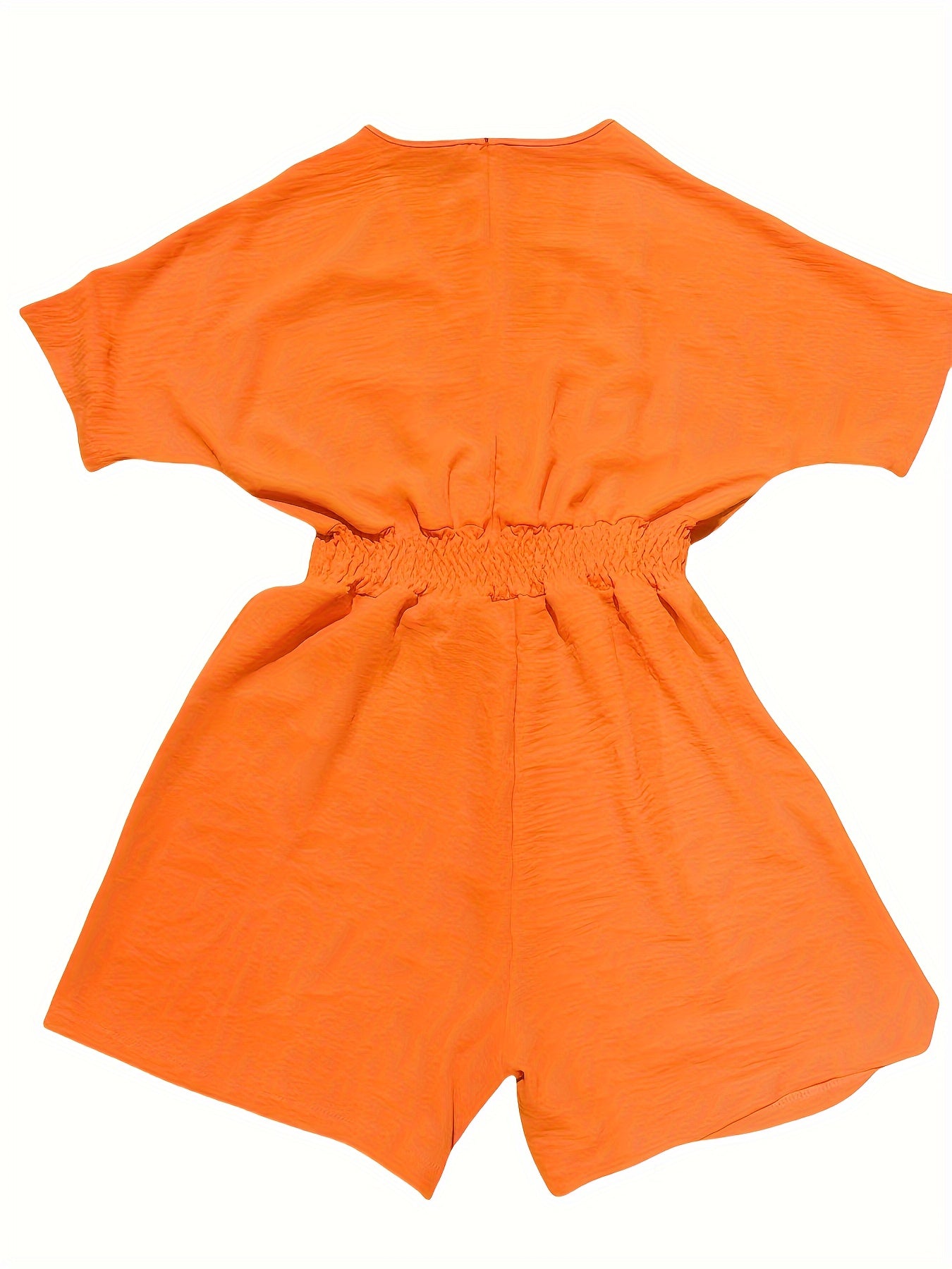 SUNA V-Hals Kortærmet Romper – Flatterende Rynket Talje - Chic Jumpsuit til Forår Sommer Kvindemode Elegant Stil