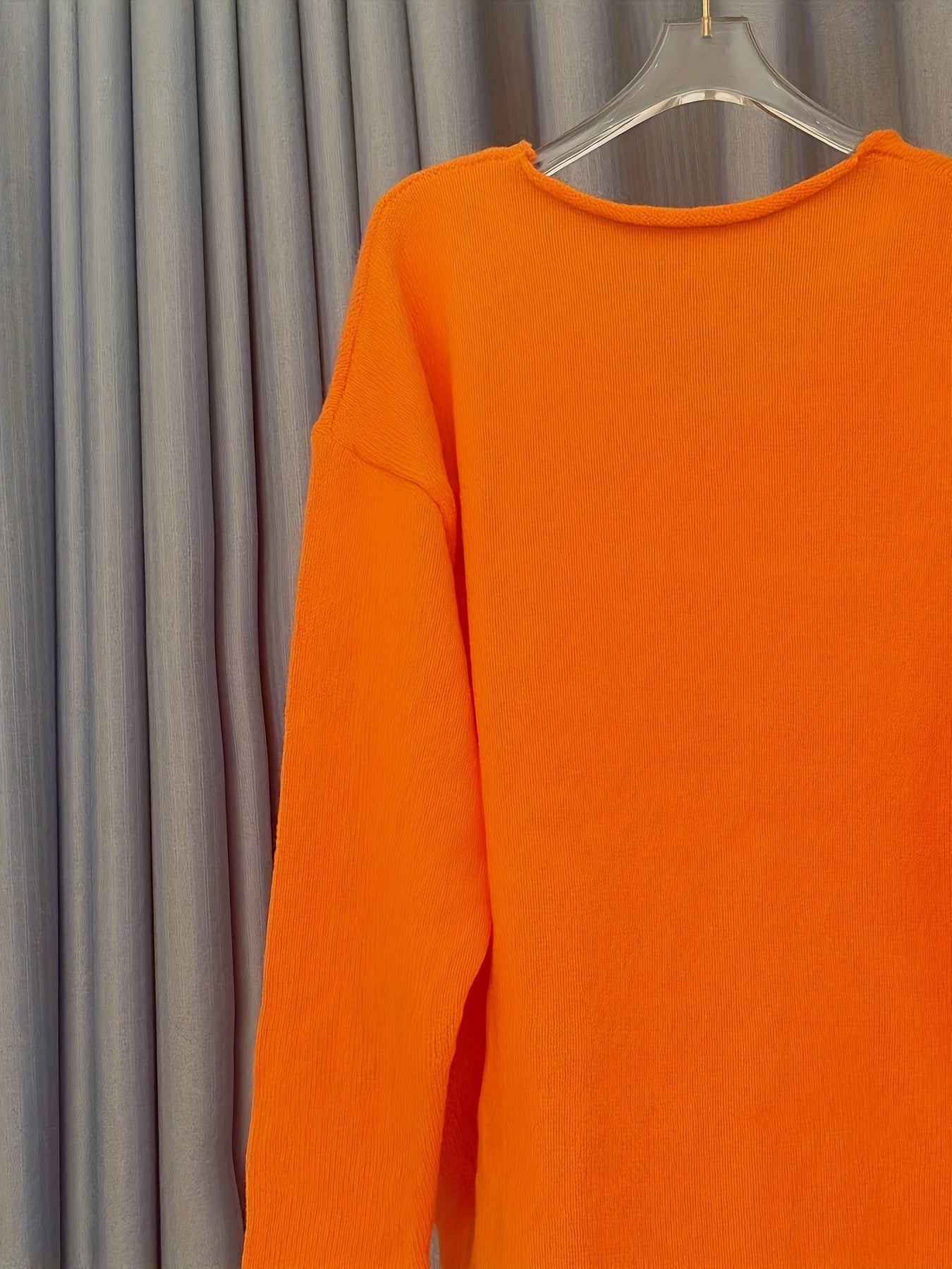 SUNA Dame Sweater – Oversized Trøje med V-Hals i Plusstørrelse