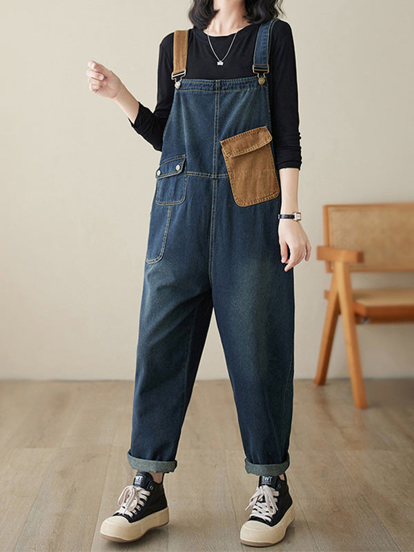SUNA Kvinder Denim Overalls Blå Størrelse M 100% Bomuld Plus Size Blå