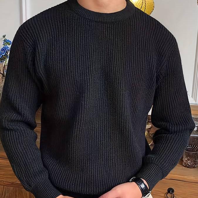 SUNA Cala Nova - Klassisk Elegant Sweater Til Mænd Sort