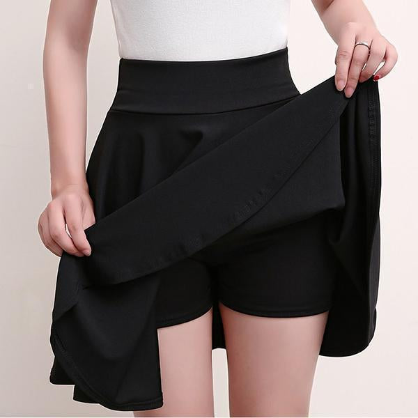 SUNA Nederdel A Formet Plisseret Med Elastisk Talje Og Shorts Sort
