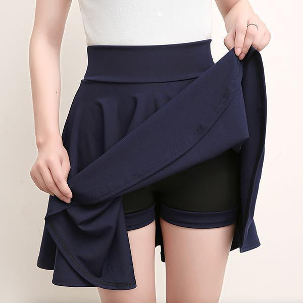 SUNA Nederdel A Formet Plisseret Med Elastisk Talje Og Shorts Marineblå