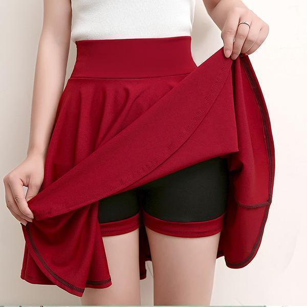 SUNA Nederdel A Formet Plisseret Med Elastisk Talje Og Shorts Bordeau