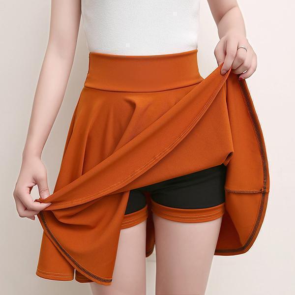 SUNA Nederdel A Formet Plisseret Med Elastisk Talje Og Shorts Orange