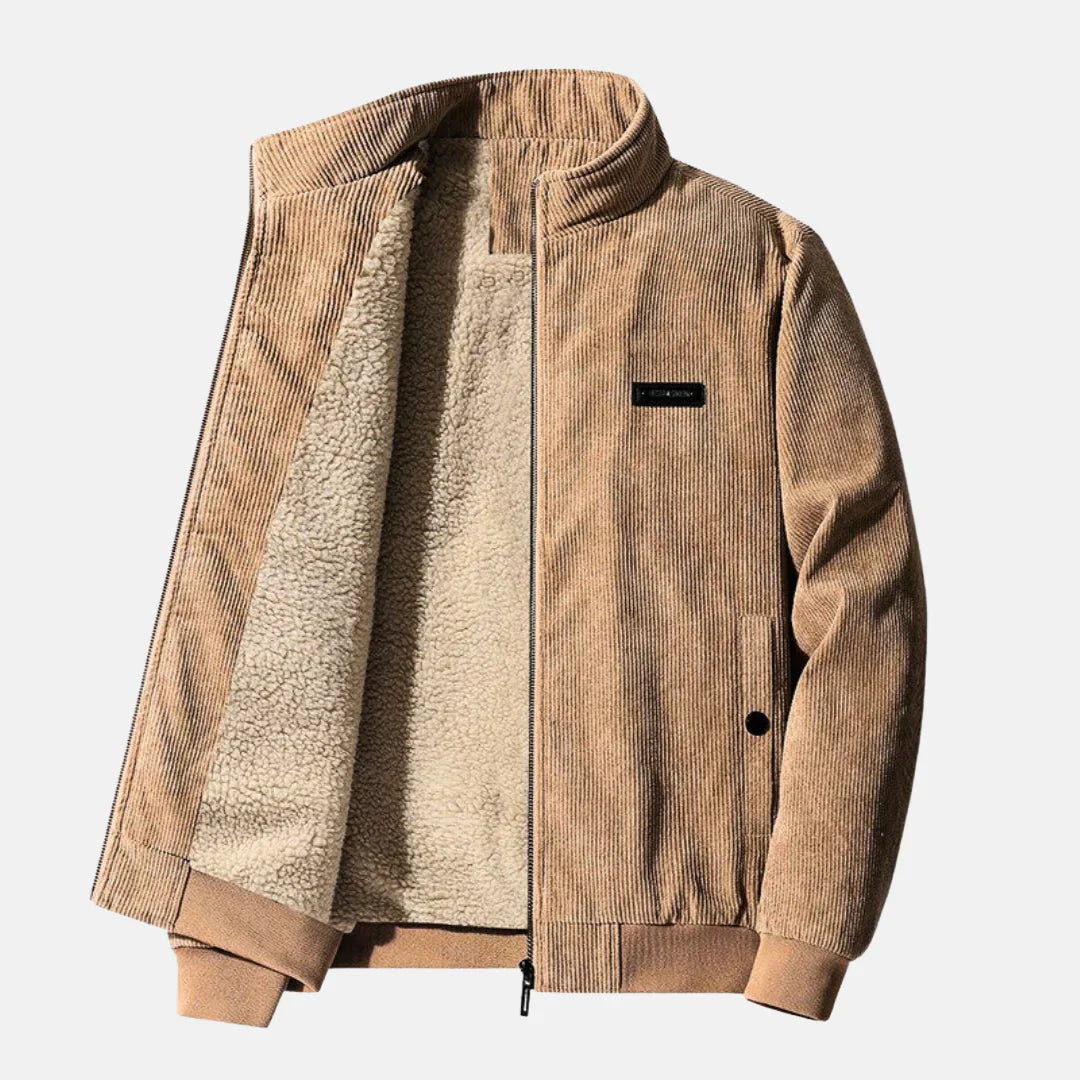 SUNA Overgangsjakke Til Mænd I Fløjl Retro Stil Komfort Beige