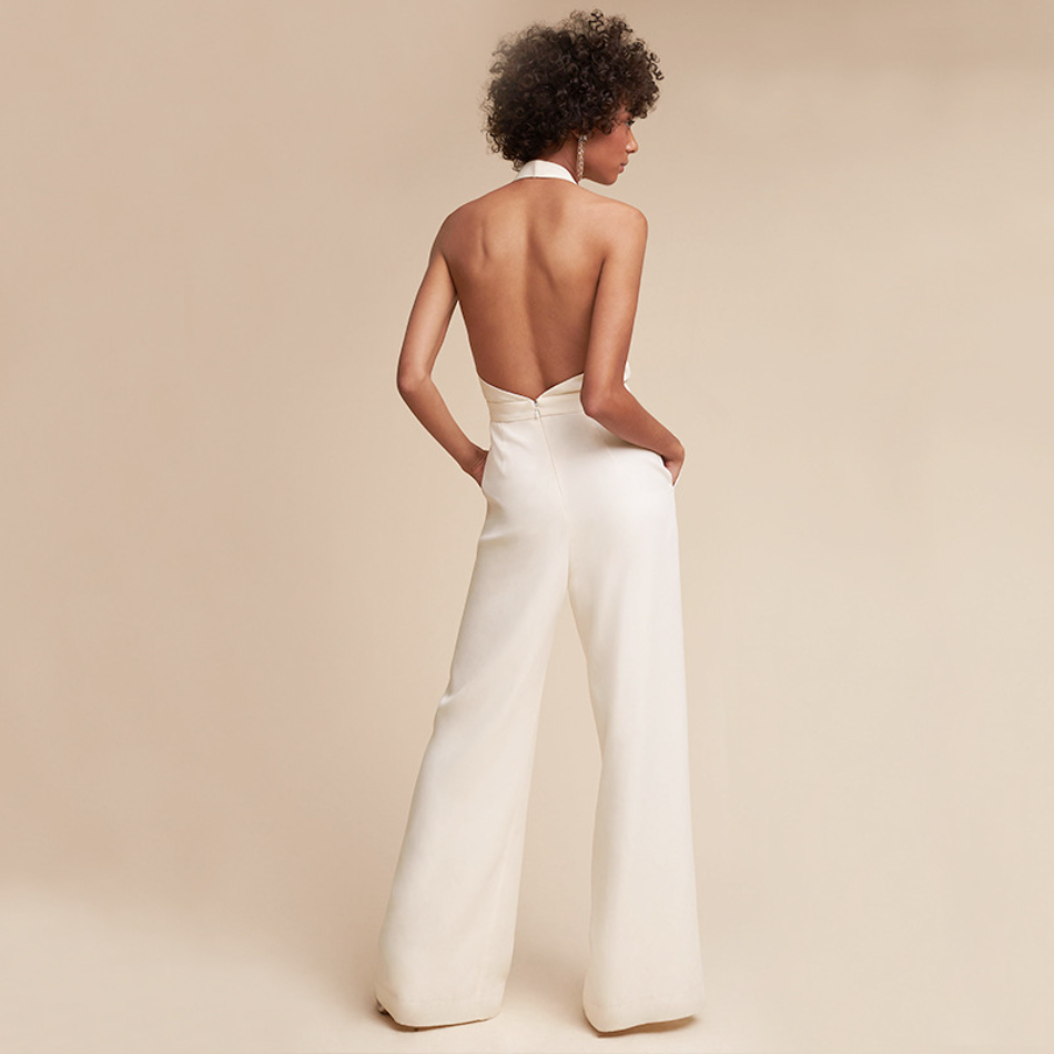 SUNA Ærmeløs Jumpsuit Dyb V Hals Med Vide Ben Festtøj Formelt