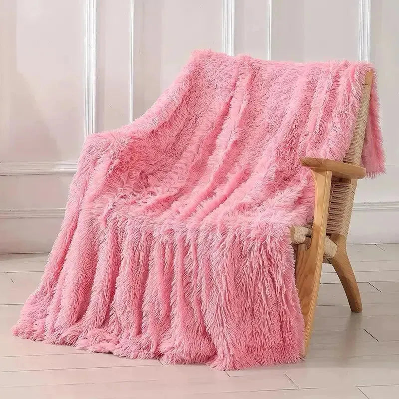 SUNA Dekorativ Vendbar Plaid Fremstillet af Ekstra Blødt Falsk Pels – 120x200 cm for Luksuriøs Komfort og Stil Pink