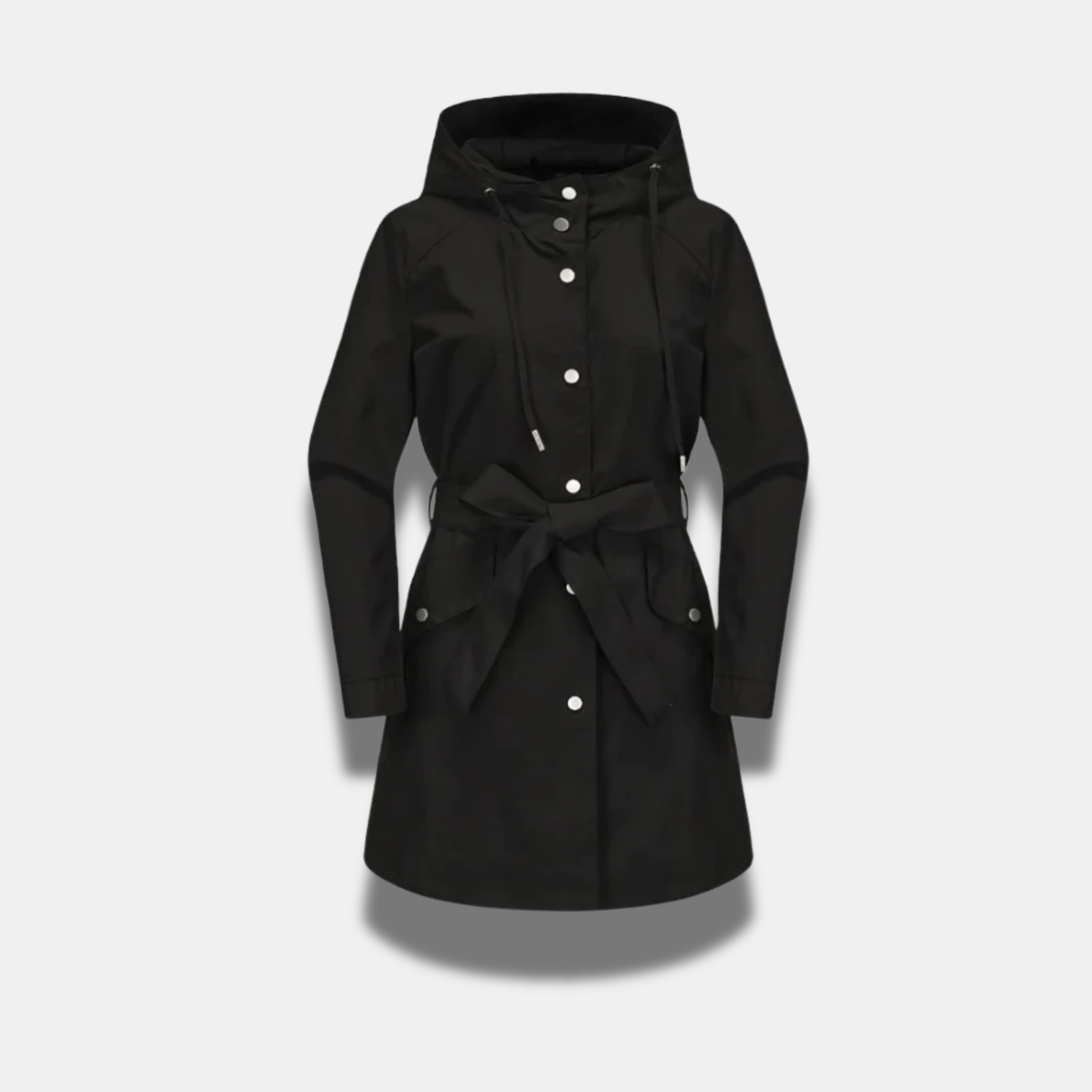 SUNA Premium Stilfuld Trenchcoat Med Bælte Til Kvinder Sort
