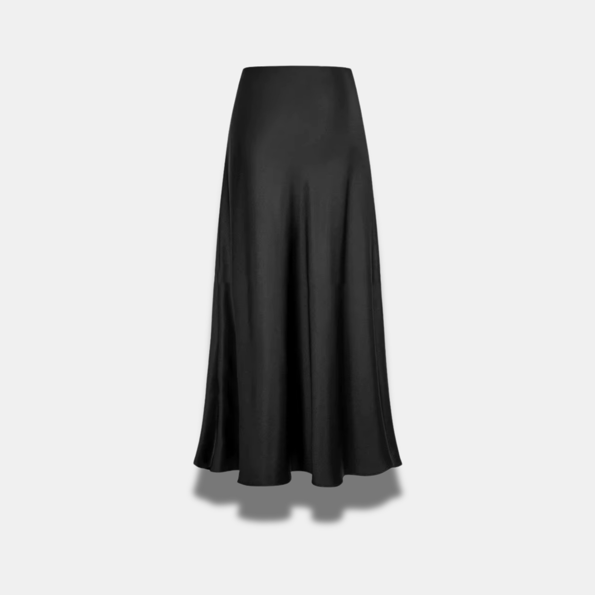 SUNA Midi-nederdel i premium-satin til kvinder - Elegant Stil Sort