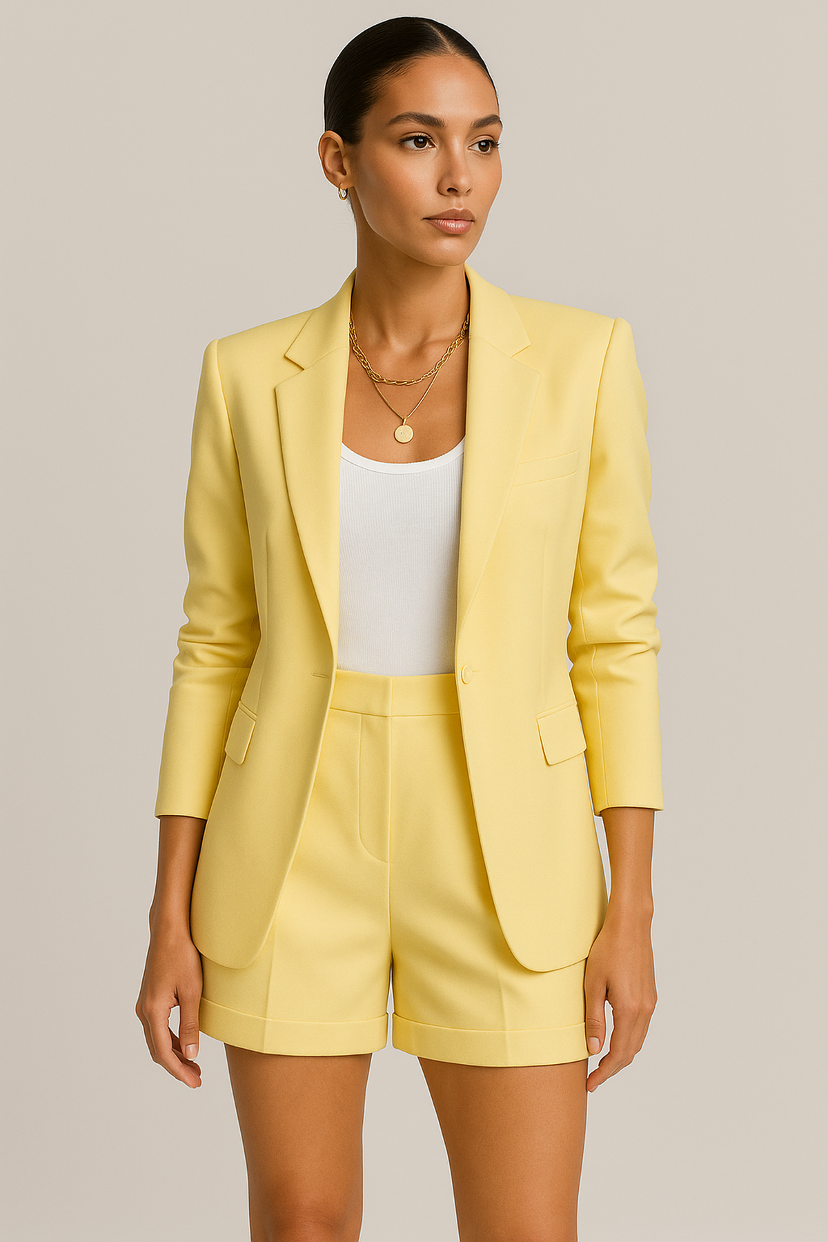 SUNA Blazer & shorts sommersæt – Let Og Smart – Sommeroutfit Gul