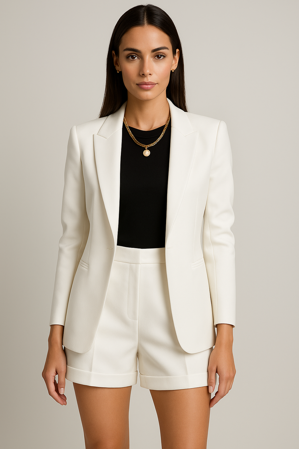 SUNA Blazer & shorts sommersæt – Let Og Smart – Sommeroutfit Hvid