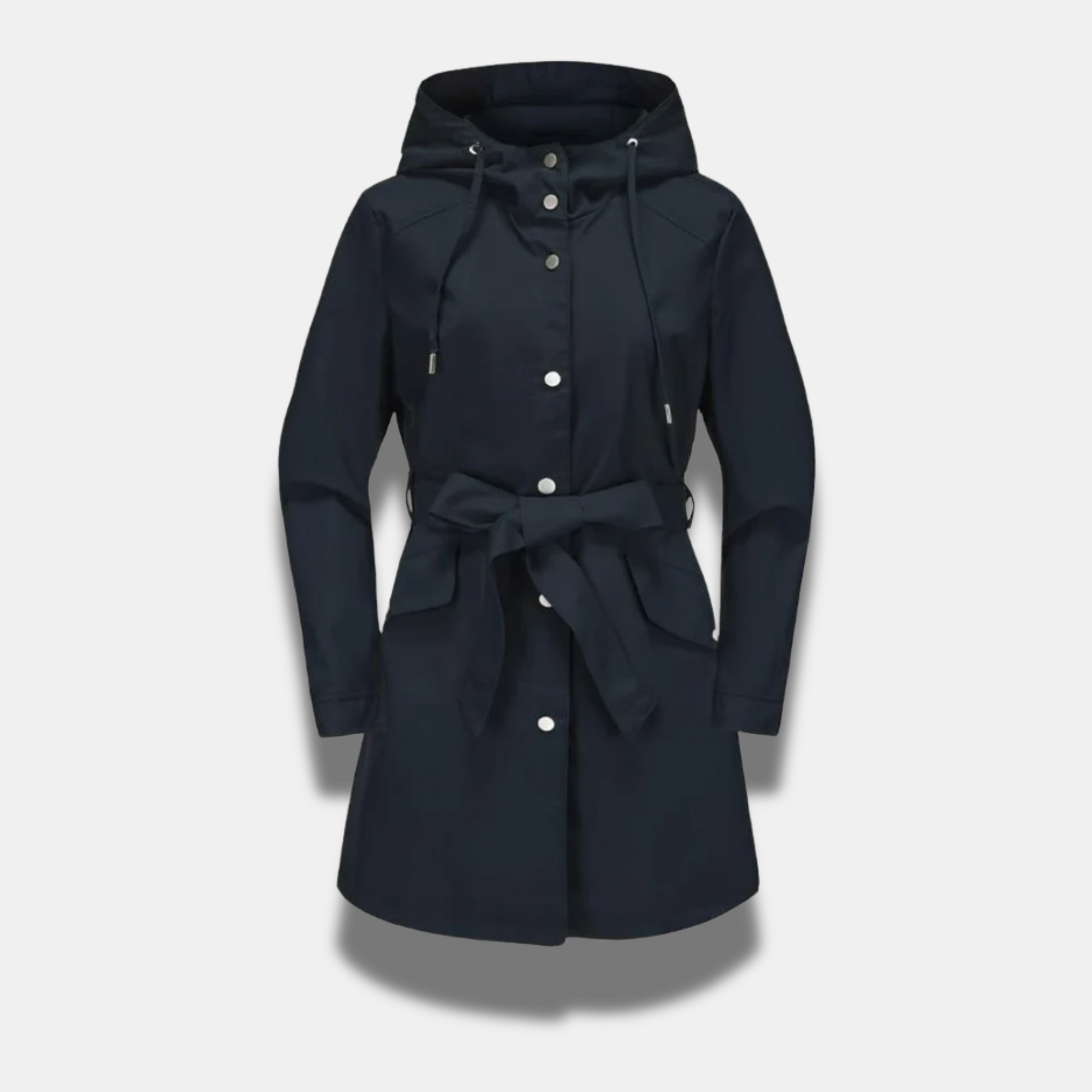 SUNA Premium Stilfuld Trenchcoat Med Bælte Til Kvinder Marineblå