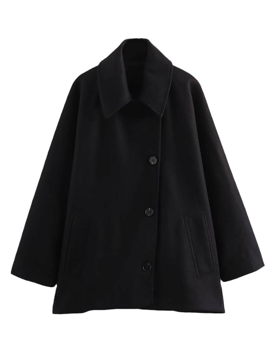 SUNA Kvinde Elegant Afslappet Oversized Jakke Chloé Sort