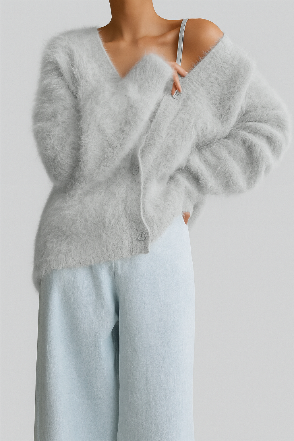 SUNA Dame Cardigan - Blød kvalitet med let og elegant fald Sterling grå