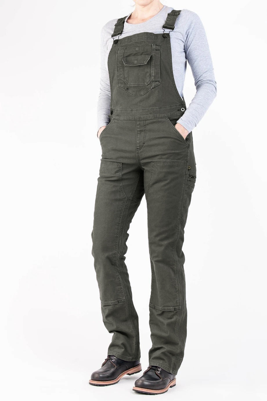 SUNA Dame Overalls Sort Størrelse M Stretch Canvas Mørkegrøn