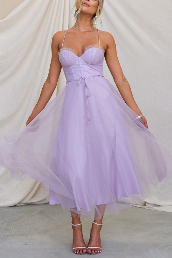 SUNA Dame Maxikjole – Elegant Flagrende - Maxikjole Chiffon Lilla