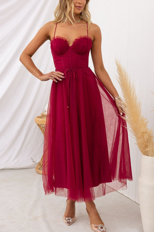 SUNA Dame Maxikjole – Elegant Flagrende - Maxikjole Chiffon Vinrød
