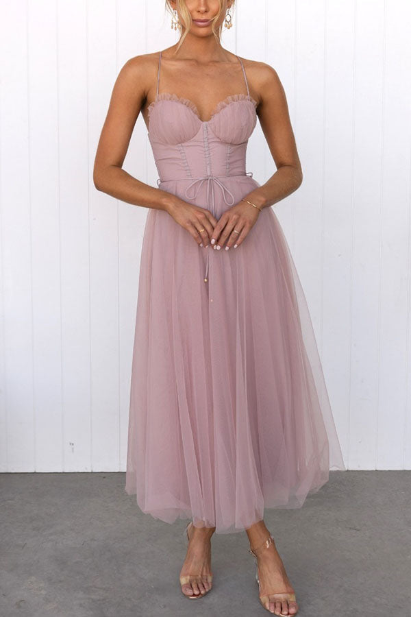 SUNA Dame Maxikjole – Elegant Flagrende - Maxikjole Chiffon