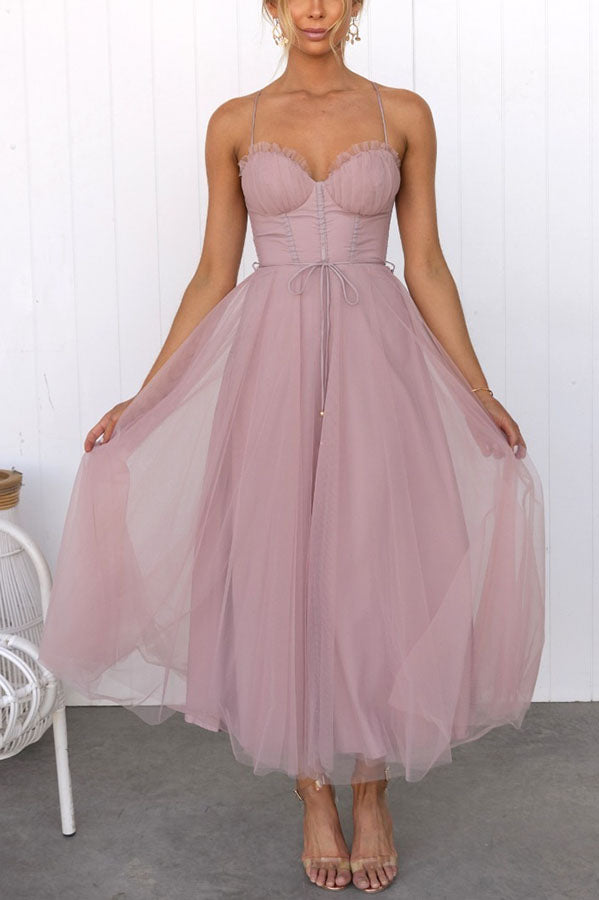 SUNA Dame Maxikjole – Elegant Flagrende - Maxikjole Chiffon