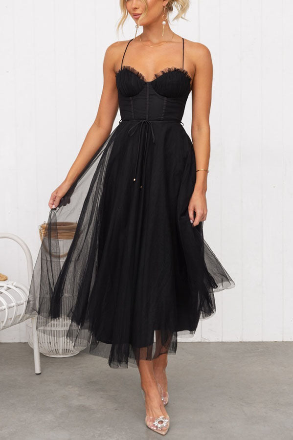 SUNA Dame Maxikjole – Elegant Flagrende - Maxikjole Chiffon