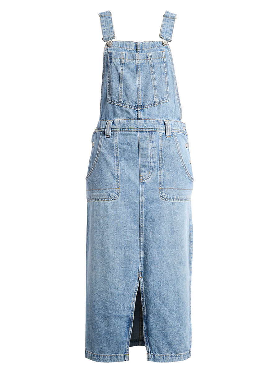 SUNA Denim Overall Kjole Frontslids Og Komfort 100Procent Bomuld