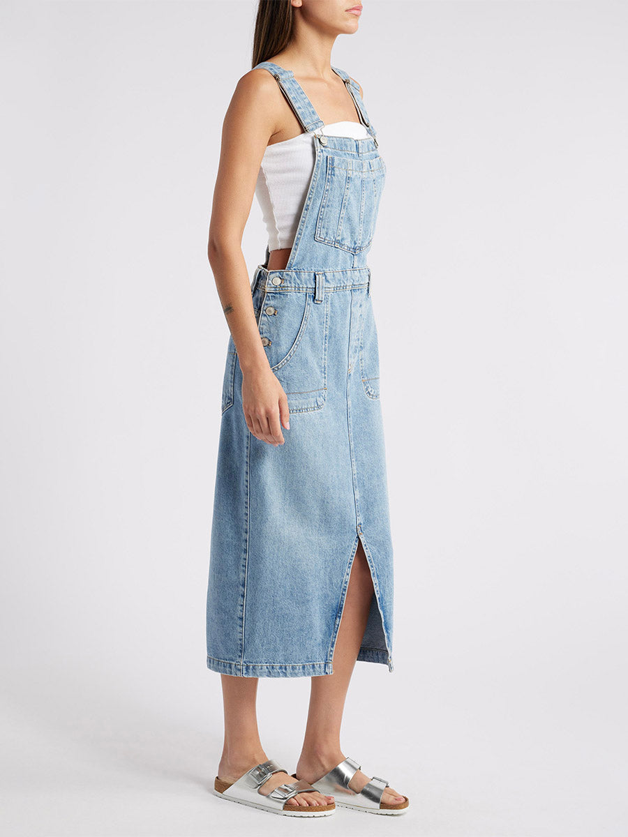 SUNA Denim Overall Kjole Frontslids Og Komfort 100Procent Bomuld