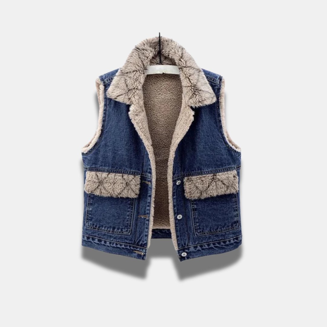 SUNA Premium Denim Bodywarmer Med Quiltet Foring Til Kvinder Blå