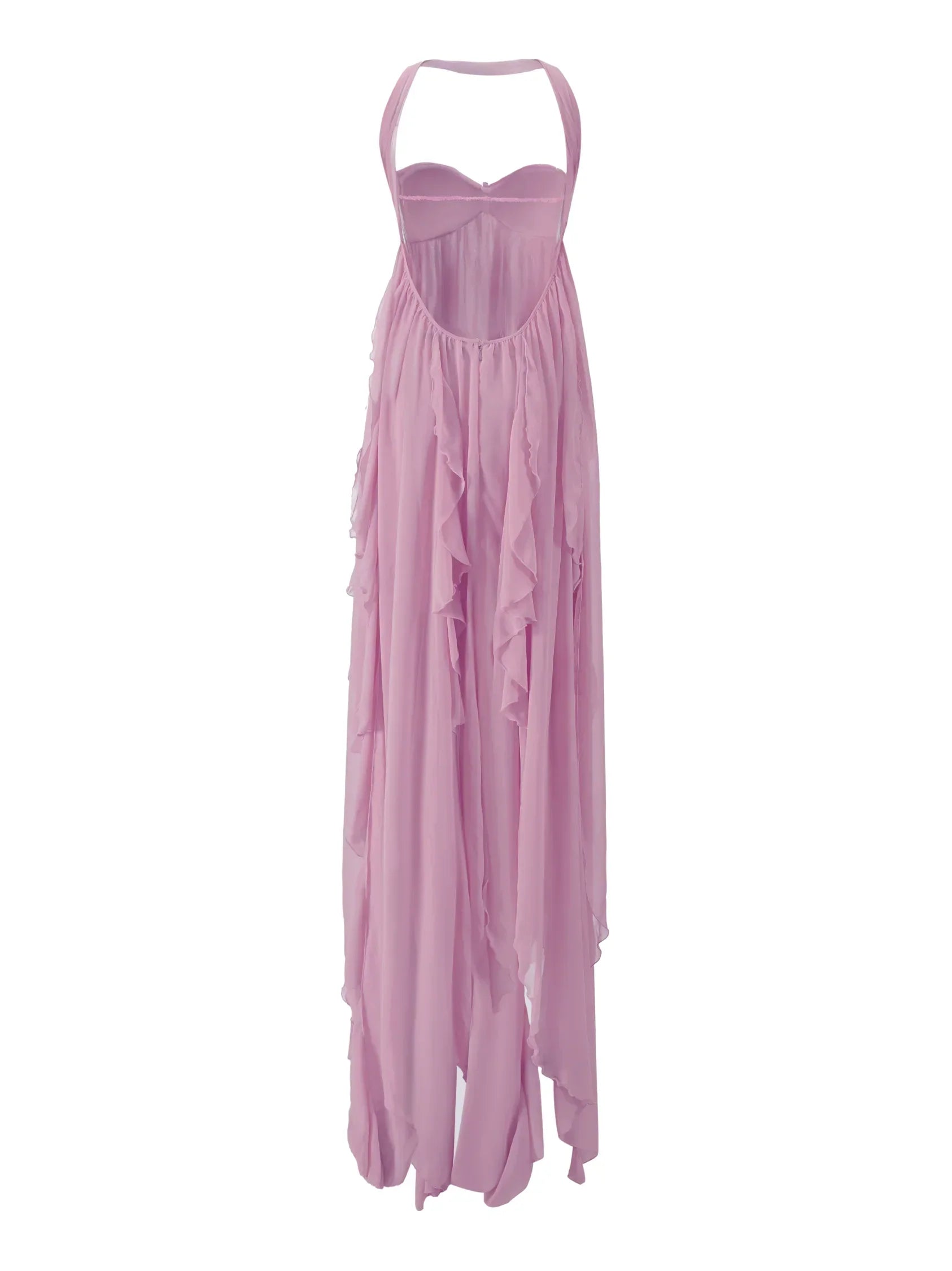 SUNA Ethereal Maxi Kjole Med Halterneck Og Rygfri Design