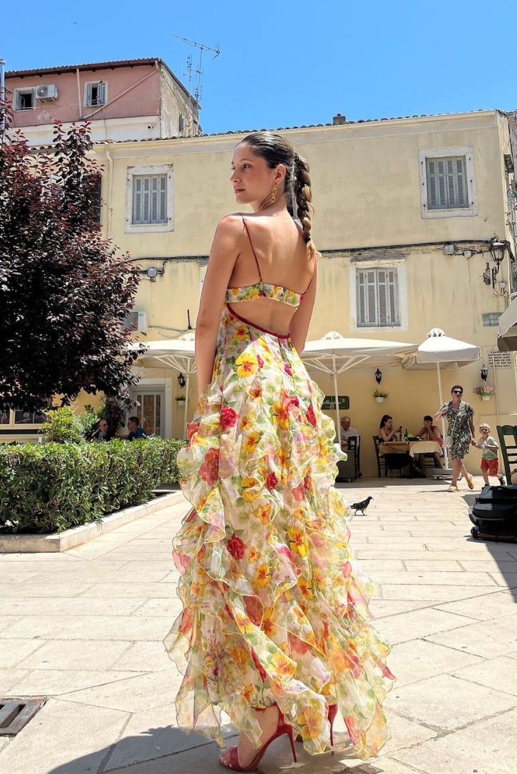 SUNA Genevieve Ruffle Maxi Kjole til Sommerbegivenheder XL