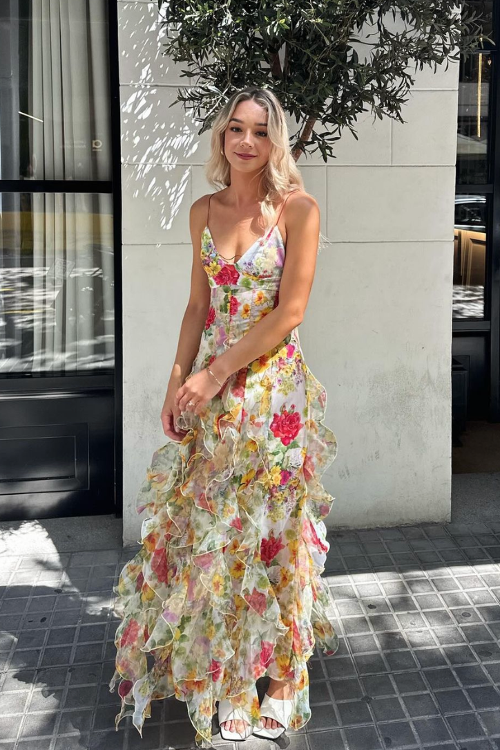 SUNA Genevieve Ruffle Maxi Kjole til Sommerbegivenheder
