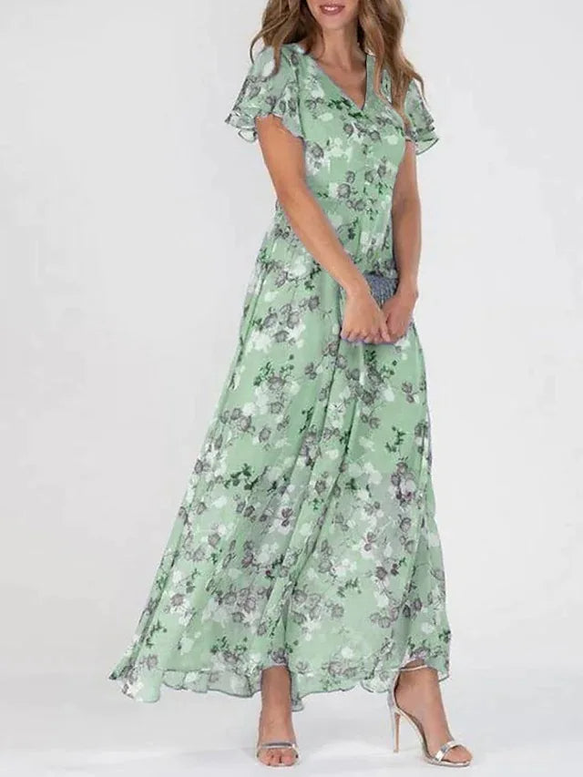 SUNA Elegant Midi-kjole – Ubesværet Elegance - Tidløs Stil Stof Grøn