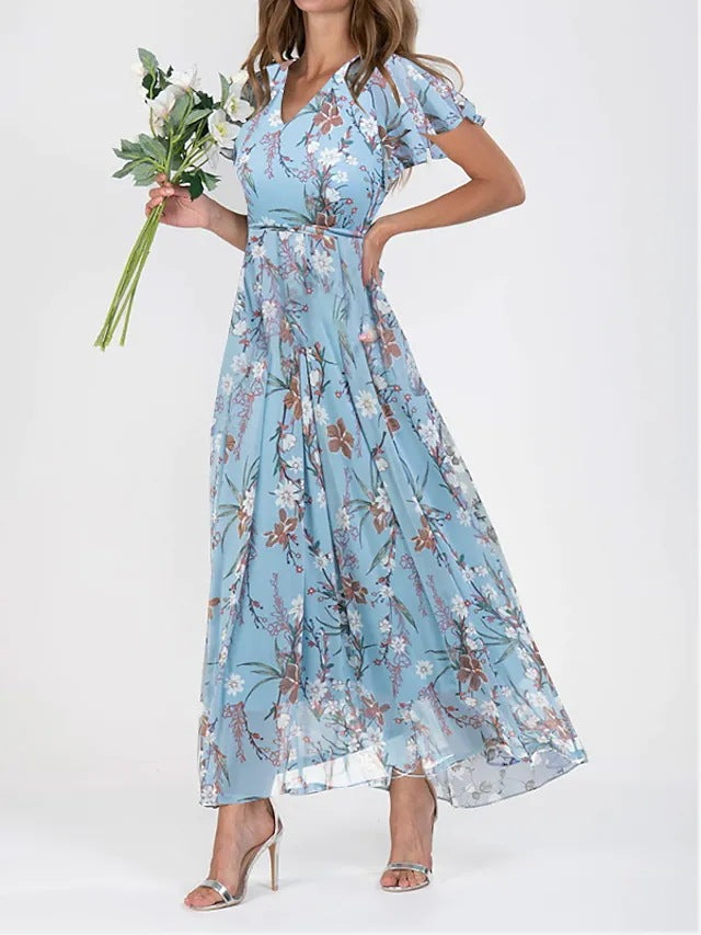 SUNA Elegant Midi-kjole – Ubesværet Elegance - Tidløs Stil Stof Blå