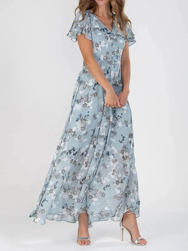 SUNA Elegant Midi-kjole – Ubesværet Elegance - Tidløs Stil Stof Lyseblå