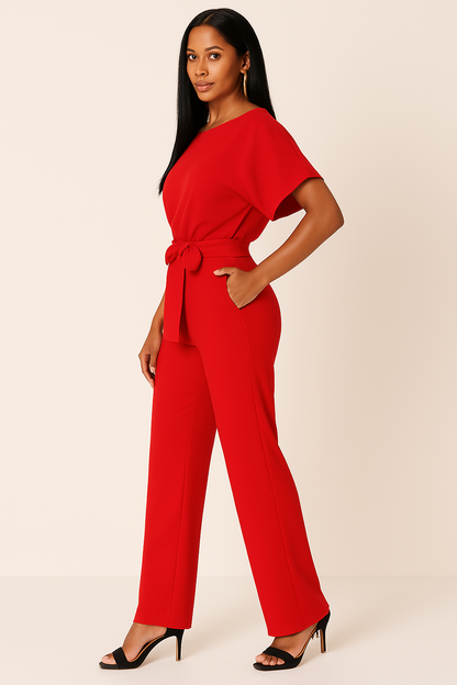 Krawatten-Bælte-Overall til Elegant Stil og Komfort Jumpsuits SUNA