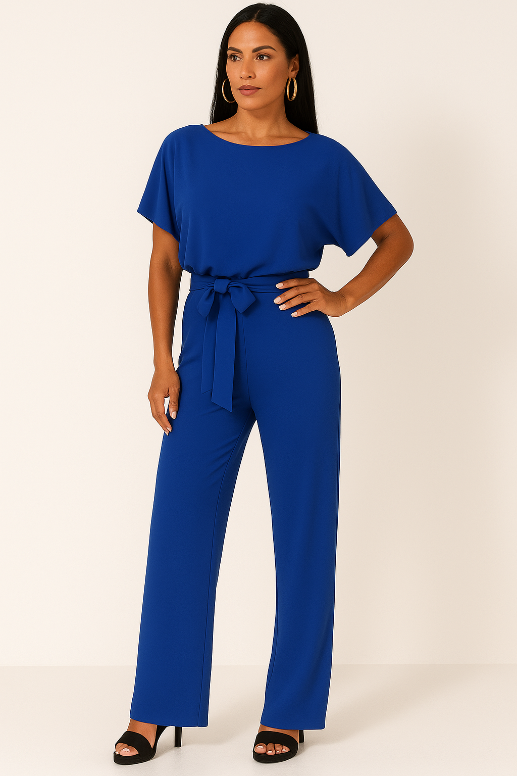 Krawatten-Bælte-Overall til Elegant Stil og Komfort Jumpsuits SUNA Blå S