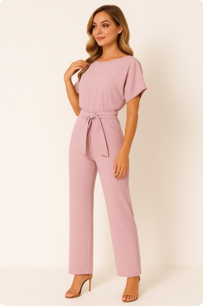 Krawatten-Bælte-Overall til Elegant Stil og Komfort Jumpsuits SUNA