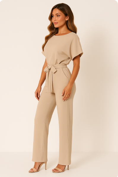 Krawatten-Bælte-Overall til Elegant Stil og Komfort Jumpsuits SUNA
