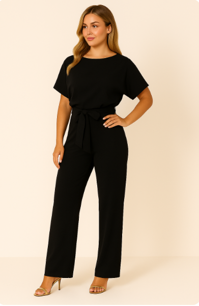 Krawatten-Bælte-Overall til Elegant Stil og Komfort Jumpsuits SUNA