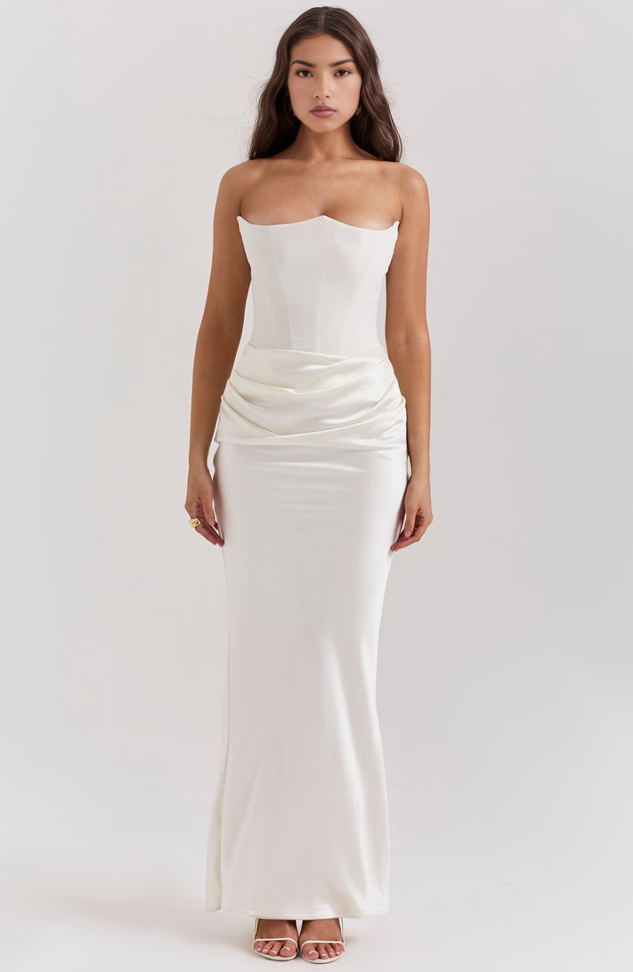 SUNA Mia Maxi Dress i Baby Pink og Brun til Enhver Anledning Wit